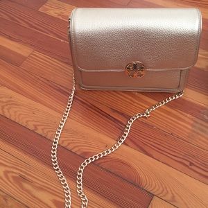 Tory Burch gold purse with chain strap
